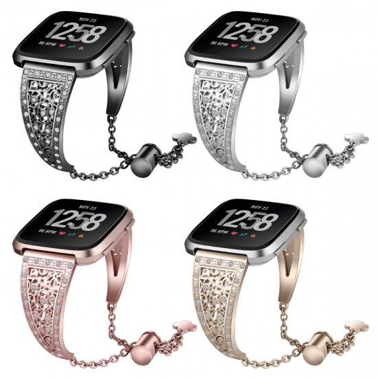 AISPORTS Compatibel met Fitbit Versa 3 Strap/Fitbit Sense-riem voor dames, Crystal Bling Glitter Diamond Polsband Metalen Gesp Sieraden Armband Vervanging Band voor Fitbit Versa 3/Fitbit Sense