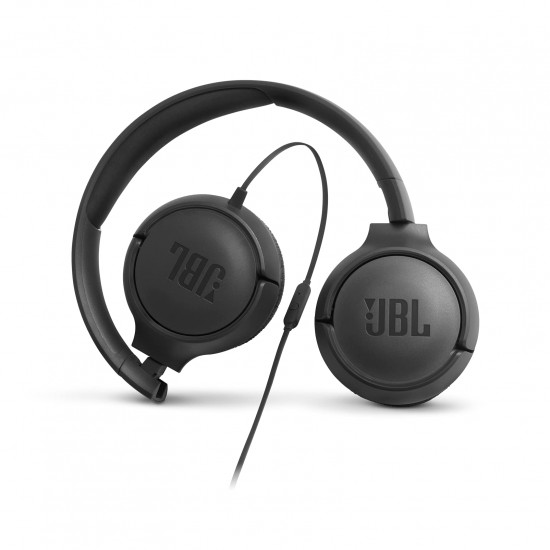 JBL Tune500 on-ear hoofdtelefoon met kabel - oortelefoon met 1-knops afstandsbediening, geïntegreerde microfoon en Alexa-integratie - bellen en muziek luisteren onderweg zwart