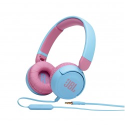 JBL JR310 On-ear kinderhoofdtelefoon in lichtblauw/roze - bedrade koptelefoon met headset en afstandsbediening - ideaal voor school en vrije tijd