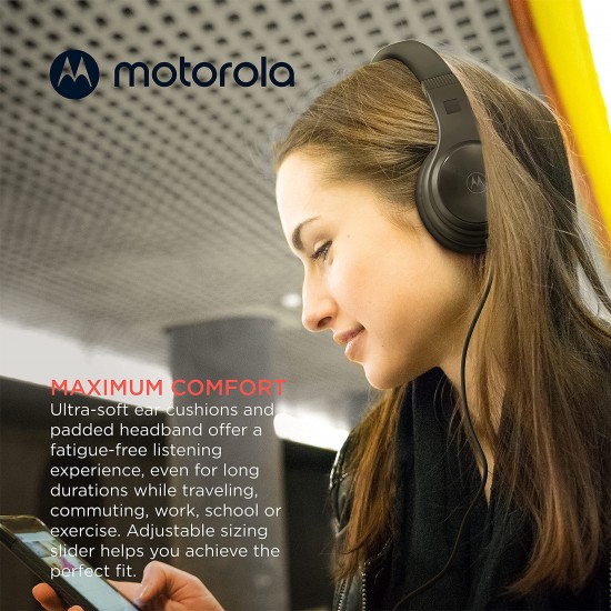 Motorola Sound MOTO XT120 - Koptelefoon met Draad - Over-Ear Koptelefoon - Kabel van 120 CM - Opvouwbaar Ontwerp - Passive Noise Isolation - Zwart