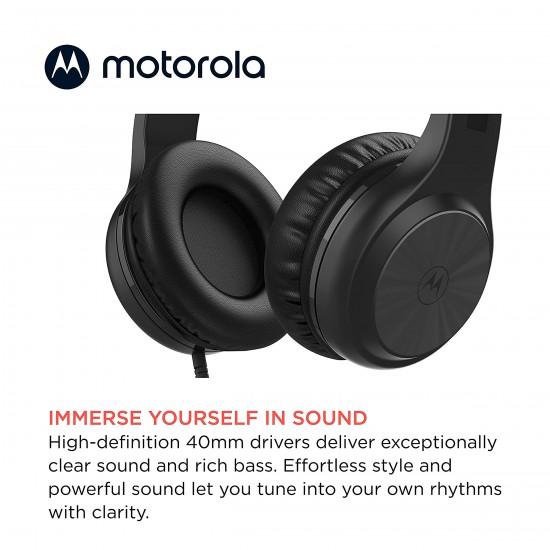 Motorola Sound MOTO XT120 - Koptelefoon met Draad - Over-Ear Koptelefoon - Kabel van 120 CM - Opvouwbaar Ontwerp - Passive Noise Isolation - Zwart