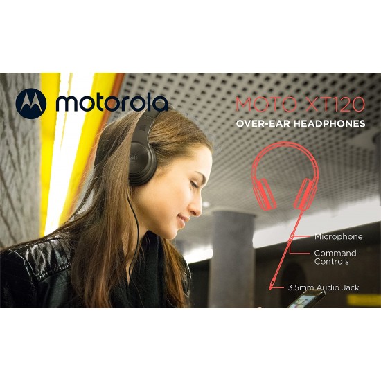 Motorola Sound MOTO XT120 - Koptelefoon met Draad - Over-Ear Koptelefoon - Kabel van 120 CM - Opvouwbaar Ontwerp - Passive Noise Isolation - Zwart