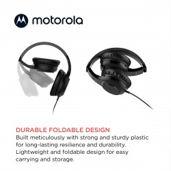 Motorola Sound MOTO XT120 - Koptelefoon met Draad - Over-Ear Koptelefoon - Kabel van 120 CM - Opvouwbaar Ontwerp - Passive Noise Isolation - Zwart