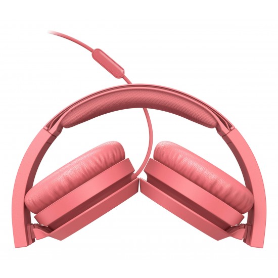 Philips H4105Rd/00 On-Ear-Koptelefoon Met Microfoon (Afstandsbediening In Snoer, Opvouwbaar Design, Schuine Aansluiting, Gewatteerde Hoofdband, Geluidsisolatie) Rood - 2020/2021 Model