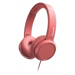 Philips H4105Rd/00 On-Ear-Koptelefoon Met Microfoon (Afstandsbediening In Snoer, Opvouwbaar Design, Schuine Aansluiting, Gewatteerde Hoofdband, Geluidsisolatie) Rood - 2020/2021 Model