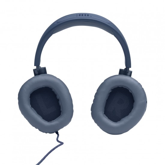 JBL Quantum 100, bedrade over ear gaming headset met afneembare microfoon, compatibel met meerdere platforms, in blauw