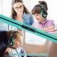 Rockpapapa Comfort+ On Ear koptelefoon met microfoon en volumeregeling voor kinderen/volwassenen, cellphone laptop tablet PC CD/DVD MP3/4 zwart teal