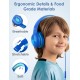 Nabevi Koptelefoons voor Kinderen, Kinder Koptelefoon met Kabel en Microfoon, 85/94dB Volumebegrenzing, HD Geluid, Functie Delen, Opvouwbare Kind koptelefoon voor School/Reis/PC/Phone/Kindle, Blauw