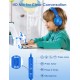 Nabevi Koptelefoons voor Kinderen, Kinder Koptelefoon met Kabel en Microfoon, 85/94dB Volumebegrenzing, HD Geluid, Functie Delen, Opvouwbare Kind koptelefoon voor School/Reis/PC/Phone/Kindle, Blauw