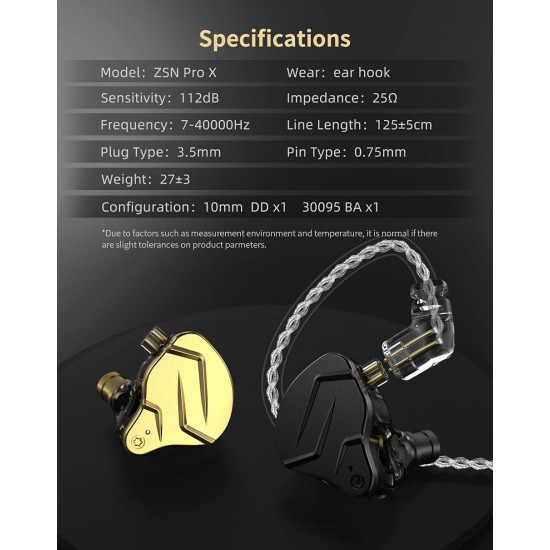 KZ ZSN Pro X Dual Driver In Ear Oortelefoon 1BA 1DD Bedrade Oortelefoon, HiFi Sport Gaming Oordopjes, Hoofdtelefoon Compatibiliteit voor Telefoon, Computer, Tablet met Cadeauset