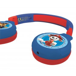 Lexibook - Paw Patrol 2-in-1 Bluetooth-koptelefoon voor kinderen - Stereo draadloos, Veilig voor kinderen voor jongens, opvouwbaar, verstelbaar, rood / blauw, HPBT010PA