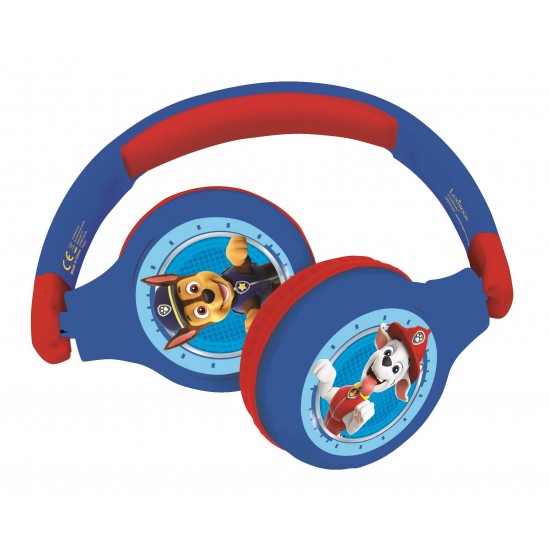 Lexibook - Paw Patrol 2-in-1 Bluetooth-koptelefoon voor kinderen - Stereo draadloos, Veilig voor kinderen voor jongens, opvouwbaar, verstelbaar, rood / blauw, HPBT010PA