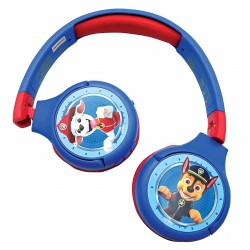 Lexibook - Paw Patrol 2-in-1 Bluetooth-koptelefoon voor kinderen - Stereo draadloos, Veilig voor kinderen voor jongens, opvouwbaar, verstelbaar, rood / blauw, HPBT010PA