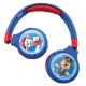 Lexibook - Paw Patrol 2-in-1 Bluetooth-koptelefoon voor kinderen - Stereo draadloos, Veilig voor kinderen voor jongens, opvouwbaar, verstelbaar, rood / blauw, HPBT010PA