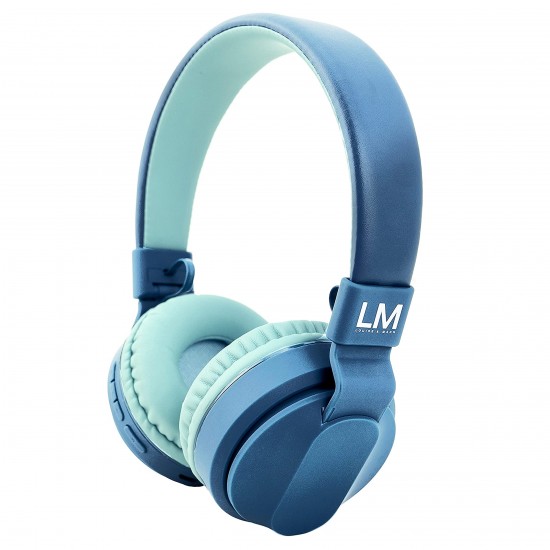 Louise and Mann 3 Bluetooth Koptelefoon voor Kinderen, Lichtgewicht, Opvouwbaar, met Microfoon (Blauw)