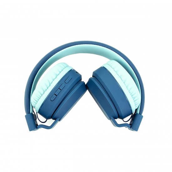 Louise and Mann 3 Bluetooth Koptelefoon voor Kinderen, Lichtgewicht, Opvouwbaar, met Microfoon (Blauw)