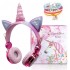 JYPS Kids Bluetooth-hoofdtelefoon voor meisjes, draadloze/bedrade eenhoornhoofdtelefoon, over-ear met microfoon, Sparkly strass kinderhoofdtelefoon met eenhoornarmband cadeau voor verjaardag, Xmas (roze