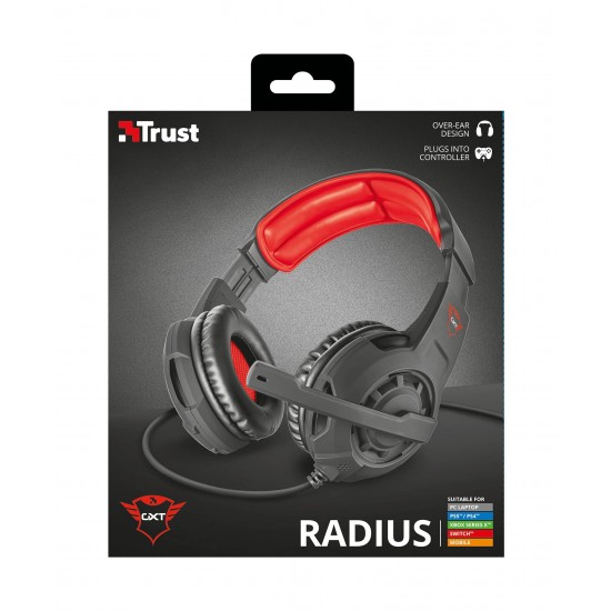 Trust Gaming Headset met Microfoon voor PS4, PS5, PC, Xbox Series X, Nintendo Switch, Xbox One GXT 310 Radius - Verstelbare Microfoon en Hoofdband, 1m Kabel - Zwart