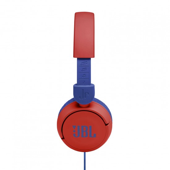 JBL Jr310 On-ear kinderkoptelefoon in rood-blauw - bekabelde koptelefoon met headset en afstandsbediening - ideaal voor school en vrije tijd