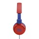 JBL Jr310 On-ear kinderkoptelefoon in rood-blauw - bekabelde koptelefoon met headset en afstandsbediening - ideaal voor school en vrije tijd