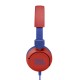 JBL Jr310 On-ear kinderkoptelefoon in rood-blauw - bekabelde koptelefoon met headset en afstandsbediening - ideaal voor school en vrije tijd