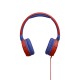 JBL Jr310 On-ear kinderkoptelefoon in rood-blauw - bekabelde koptelefoon met headset en afstandsbediening - ideaal voor school en vrije tijd