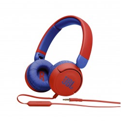 JBL Jr310 On-ear kinderkoptelefoon in rood-blauw - bekabelde koptelefoon met headset en afstandsbediening - ideaal voor school en vrije tijd