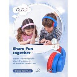 Hoofdtelefoons Kinderen, iClever hoofdtelefoons voor kinderen, volumebegrenzer met microfoon, foldable, 3.5mm Aux nylon kabel, kinderhoofdtelefoons voor iPad, tablet, vliegtuig, school