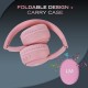 Louise and Mann Over-Ear Bluetooth-hoofdtelefoon, 2 stuks, draadloze hoofdtelefoon, hifi-stereo, hoofdtelefoon met microfoon, opvouwbare headset, zachte oorkussens voor iPhone/Android/PC/laptop/tv (roze)