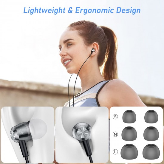 In-ear hoofdtelefoon, Blukar geluidsisolerende oortelefoon hoofdtelefoon stereo en hifi-geluid, met zachte en comfortabele oordopjes en ideaal voor iPhone, iPad, smartphone, MP3-spelers, enz.