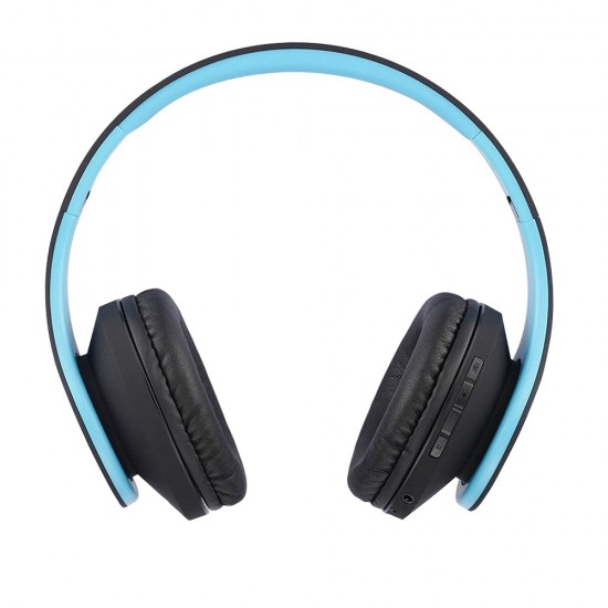 PowerLocus Draadloze hoofdtelefoon, bluetooth-helmen met ingebouwde microfoon, hifi-stereo-opvouwbaar, gesloten, micro-SD/TF, FM voor mobiele telefoons/TV/PC (blauw/zwart)