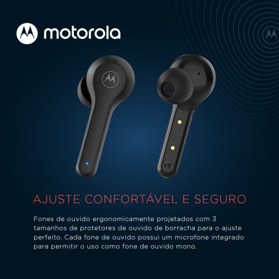Motorola Sound 505537471128 Moto Buds 085 - Wireless earbuds In-ear headphones - 15 hours of use - Compact charger - Water and sweat resistant - Touch and voice control,S/M/L,Zwart