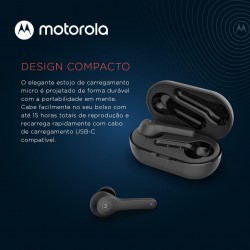 Motorola Sound 505537471128 Moto Buds 085 - Wireless earbuds In-ear headphones - 15 hours of use - Compact charger - Water and sweat resistant - Touch and voice control,S/M/L,Zwart