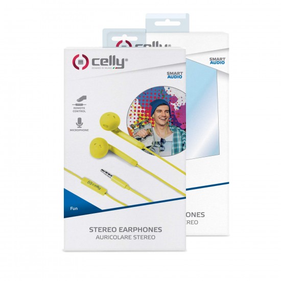 Celly-stereo koptelefoon 3,5 mm geel